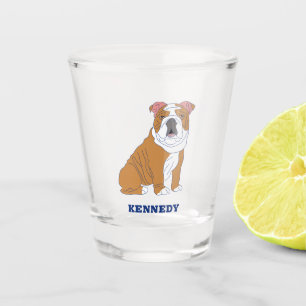 English Bulldog Illustration Personalised Shot Glass