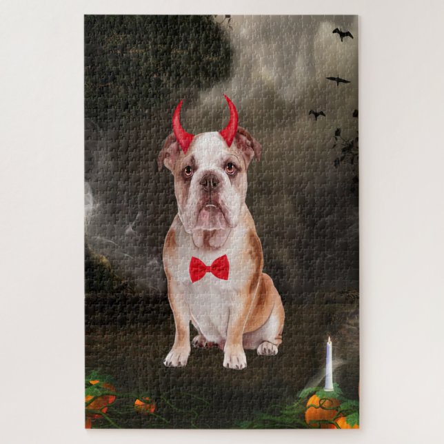 English Bulldog in Halloween Costume Jigsaw Puzzle (Vertical)