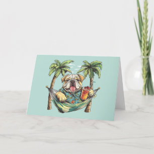 English Bulldog In Hawaiian Top Card