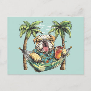 English Bulldog In Hawaiian Top Postcard