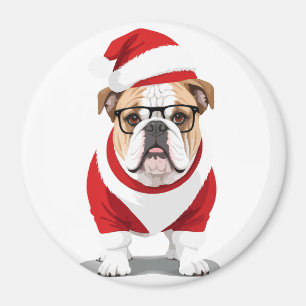 English Bulldog In Santa Costume Adorable Funny Magnet