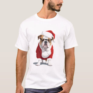 English Bulldog In Santa Costume Adorable Funny  T-Shirt