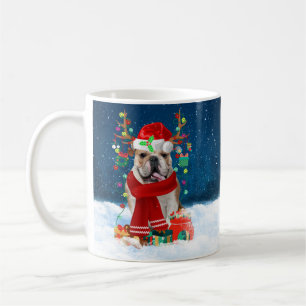 English Bulldog in Snow with Christmas Gifts  Coffee Mug