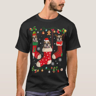 English Bulldog In Sock Christmas Santa X-mas Dog  T-Shirt