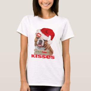 English Bulldog Kisses For Christmas Apparel T-Shirt