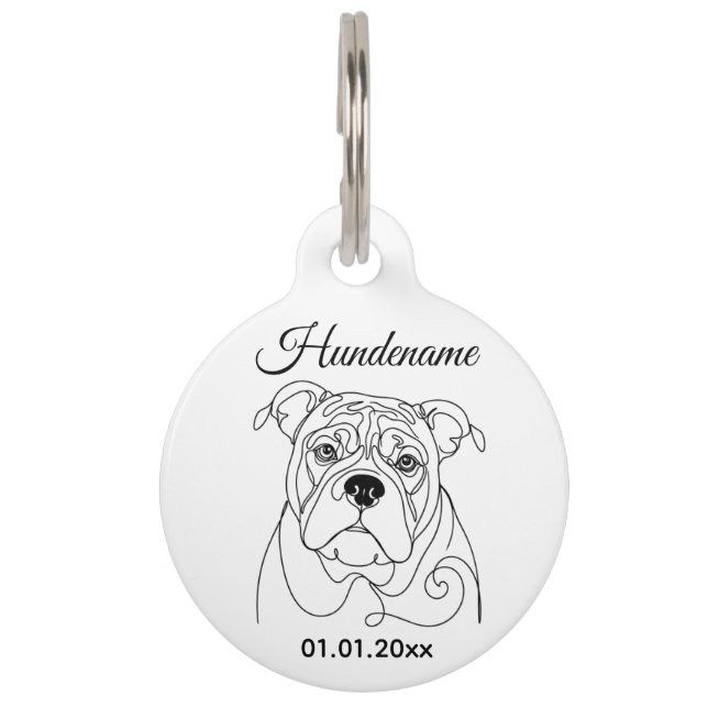English Bulldog Line Art Personalized Tag (Front)