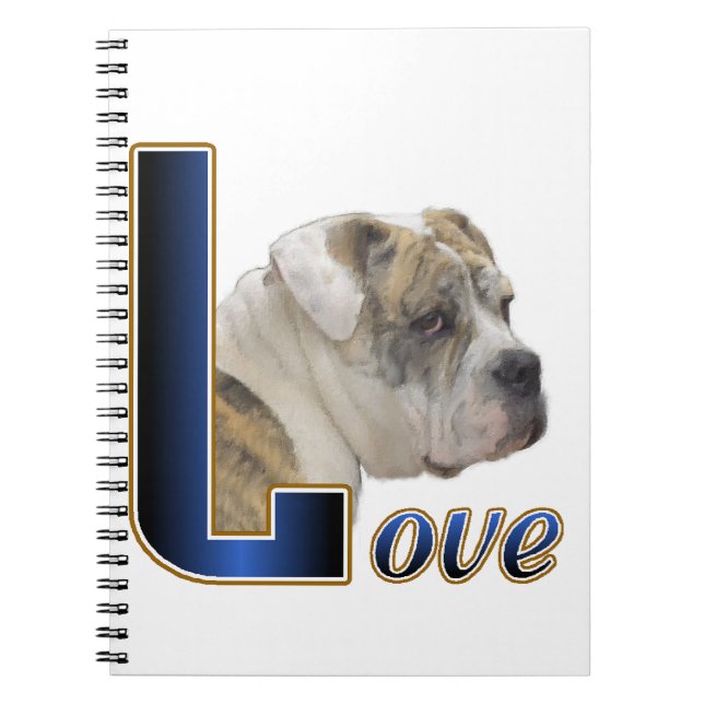 English Bulldog Love Spiral Notebook (Front)