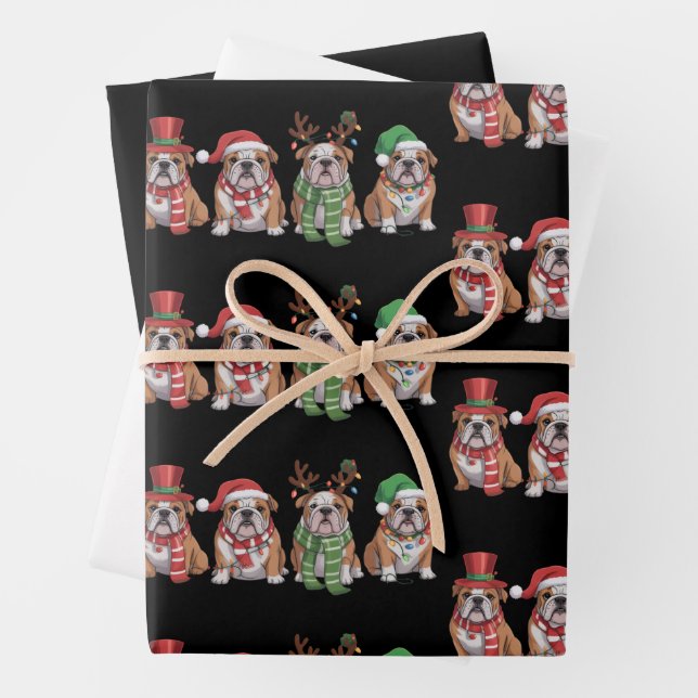 English Bulldog Lover Christmas Dog Mum Xmas Gift  Wrapping Paper Sheet (In situ)