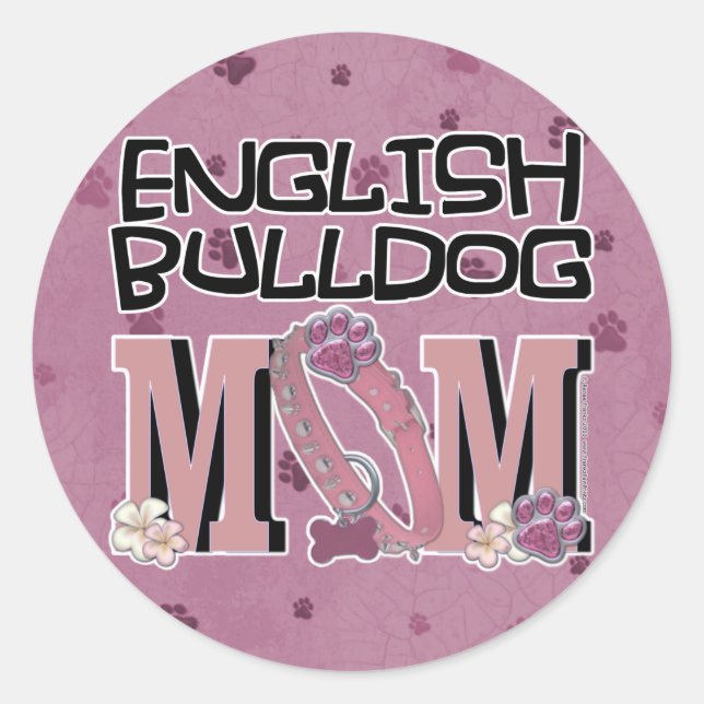 English Bulldog MOM Classic Round Sticker (Front)