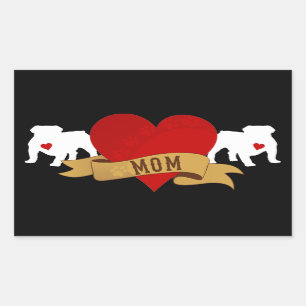 English Bulldog Mum [Tattoo style] Rectangular Sticker