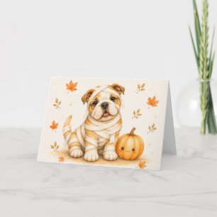 English Bulldog Mummy Halloween Card