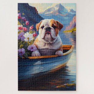 English Bulldog on a Paddle: A Scenic Adventure Jigsaw Puzzle
