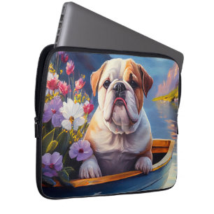 English Bulldog on a Paddle: A Scenic Adventure Laptop Sleeve