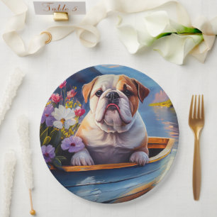 English Bulldog on a Paddle: A Scenic Adventure Paper Plate