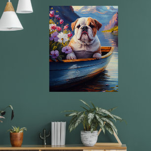 English Bulldog on a Paddle: A Scenic Adventure Poster