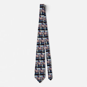 English Bulldog on a Paddle: A Scenic Adventure Tie