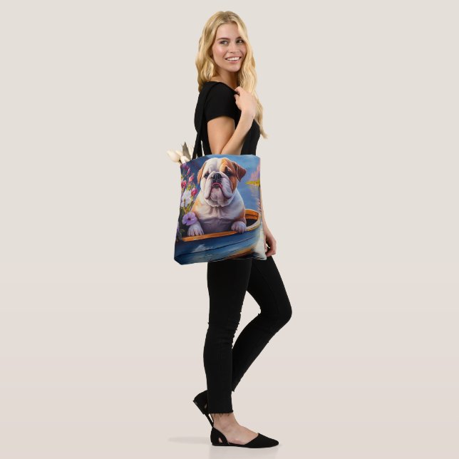 English Bulldog on a Paddle: A Scenic Adventure Tote Bag (On Model)