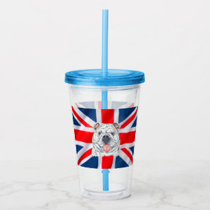 English Bulldog Original Art with British Flag Acrylic Tumbler