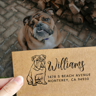 English Bulldog Owner Return Address Dog Owner Rub Rubber Stamp