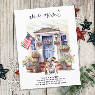 English Bulldog Patriotic Custom Pet Dog Moving Announcement Postcard