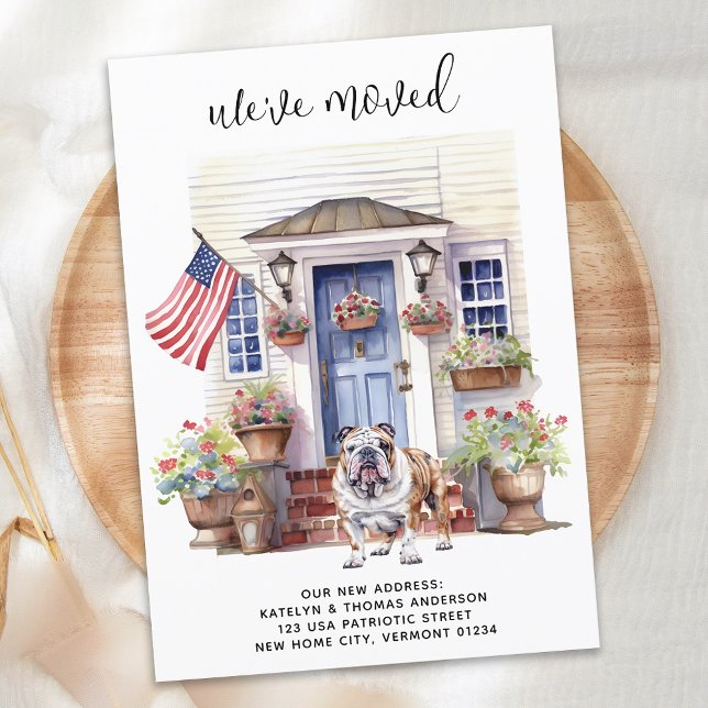 English Bulldog Patriotic Personalised Dog Moving Announcement (Creator Uploaded)