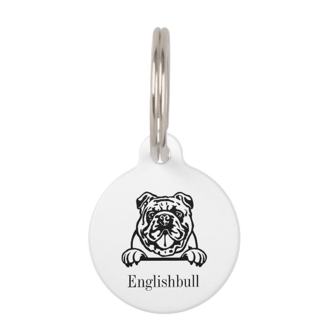 English bulldog personalised name tag (Front)