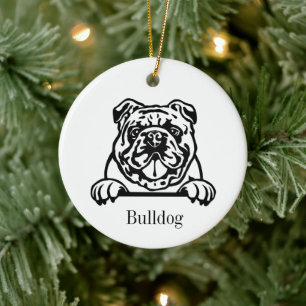 English bulldog personalised pet ornament, Cu Ceramic Tree Decoration