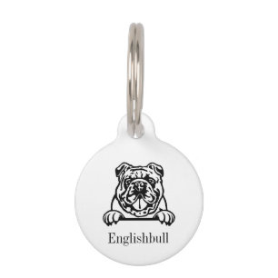 English bulldog personalized name tag