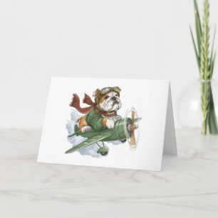 English Bulldog Pilot Aeroplane Card