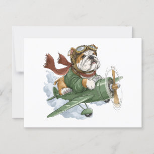 English Bulldog Pilot Aeroplane Postcard