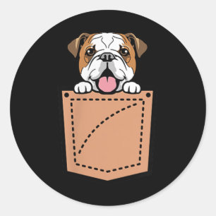 English Bulldog Pocket Dog Classic Round Sticker