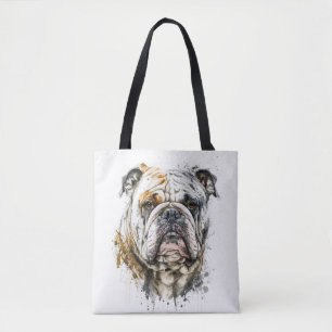 English Bulldog Portrait Animal Painting Wildlife Tote Bag