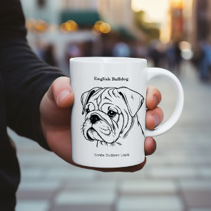 English Bulldog Portrait Black Line Illustration Mug