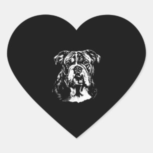 English Bulldog Portrait Minimalist Apparel Heart Sticker