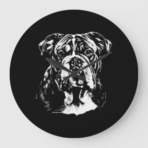English Bulldog Portrait Minimalist Apparel Large Clock
