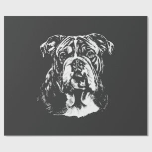 English Bulldog Portrait Minimalist Apparel Wrapping Paper
