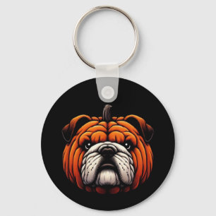 English Bulldog Pumpkin - Halloween Dog Key Ring