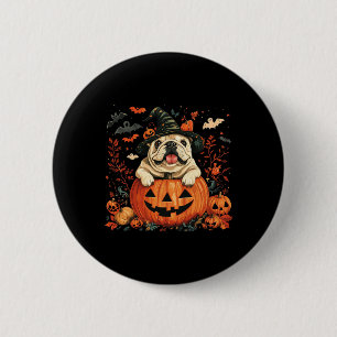 English Bulldog Pumpkin Halloween Thanksgiving Men 6 Cm Round Badge
