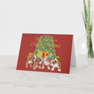 English Bulldog Puppies Christmas Holiday Card