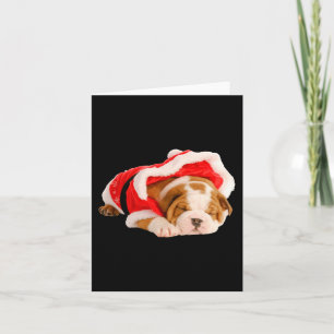 English Bulldog Puppy Santa Costume Fun Christmas Card