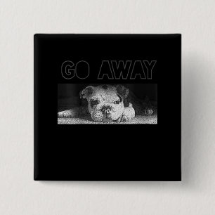 English Bulldog Puppy Social Distancing Go Away 15 Cm Square Badge