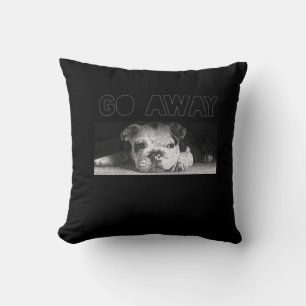 English Bulldog Puppy Social Distancing Go Away Cushion