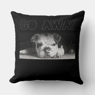 English Bulldog Puppy Social Distancing Go Away Cushion