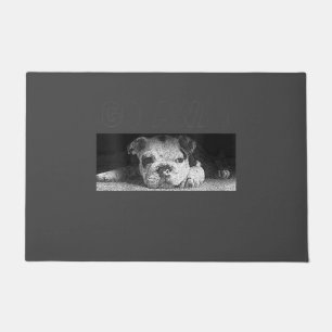 English Bulldog Puppy Social Distancing Go Away Doormat