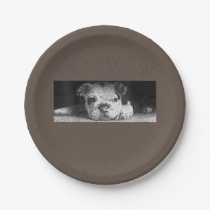 English Bulldog Puppy Social Distancing Go Away Paper Plate
