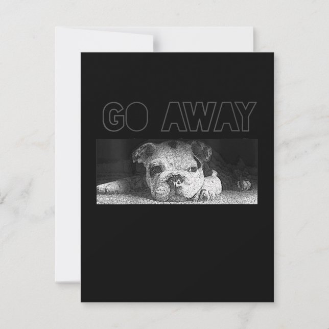 English Bulldog Puppy Social Distancing Go Away Thank You Card (Front)