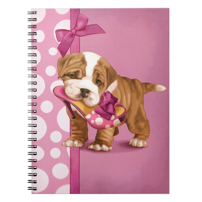 English Bulldog Puppy Spiral Notebook (Front)
