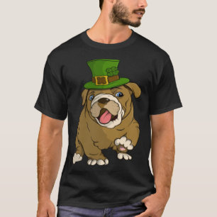 English Bulldog Puppy With Green Hat St Patrick s  T-Shirt