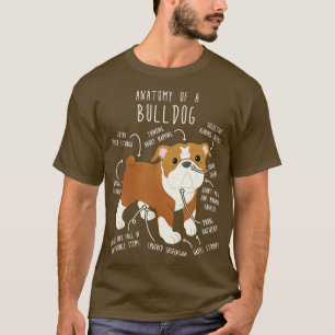 English Bulldog Red and White Dog Anatomy T-Shirt