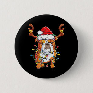 English Bulldog Reindeer Funny Christmas Essential 6 Cm Round Badge